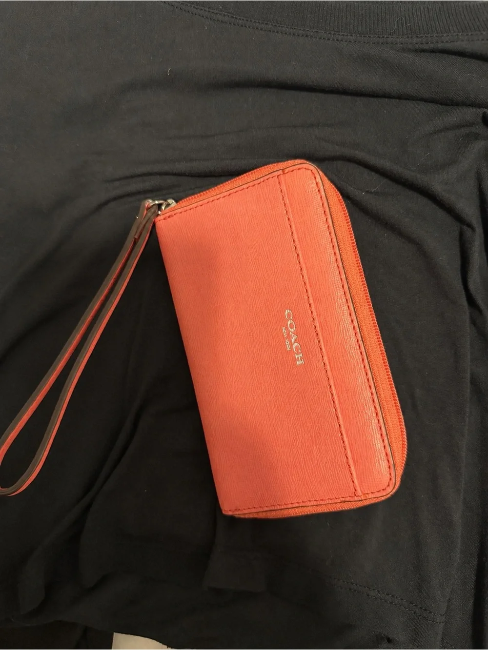 COACH Coral Red Zip Wallet Wristlet